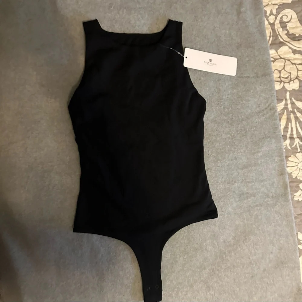 NWT CRZ YOGA Butterluxe Sleeveless Bodysuit High Neck Black size XXS - Picture 3 of 8